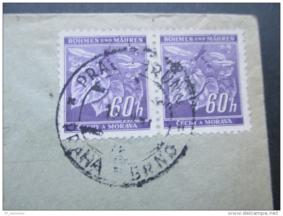 Böhmen Und Mähren 1941 Nr. 65 Waagerechtes Paar / MeF Mit Bahnpoststempel Praha - Brno - Covers & Documents