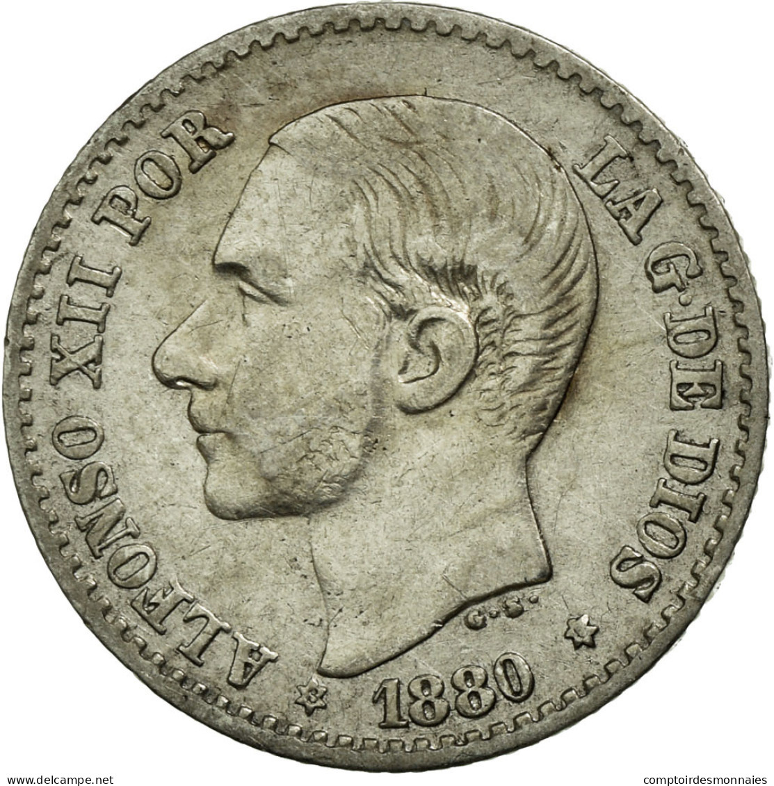 Monnaie, Espagne, Alfonso XII, 50 Centimos, 1880, SUP, Argent, KM:685 - Autres & Non Classés