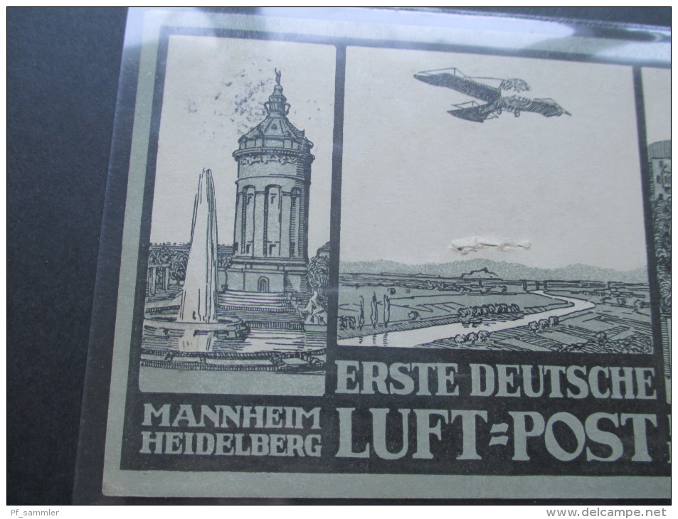 Deutsches Reich 1912 Postkarte Erste Deutsche Luftpost Heidelberg Mannheim 1912 Flugpost Aus Dem Bedarf! - Posta Aerea & Zeppelin