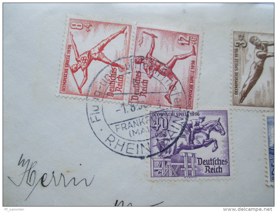 Deutsches Reich Nr.609 - 616 Satzbrief. Luftschiff Hindenburg Olympiafahrt 1936. Stempel: Berlin Zentralflughafen - Airmail & Zeppelin