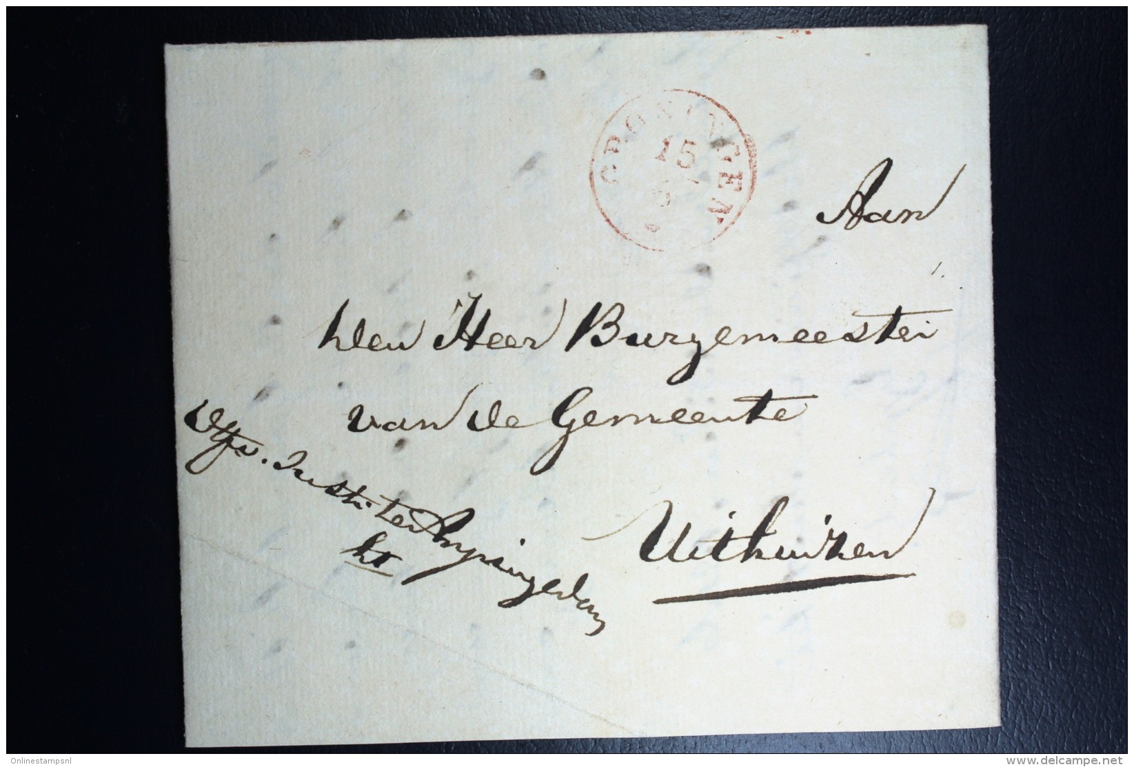 Nederland: Brief Van Off. Van Justitie APPINGENDAM Naar Burg. Uithuizen  Via Groningen  1846 - ...-1852 Prephilately