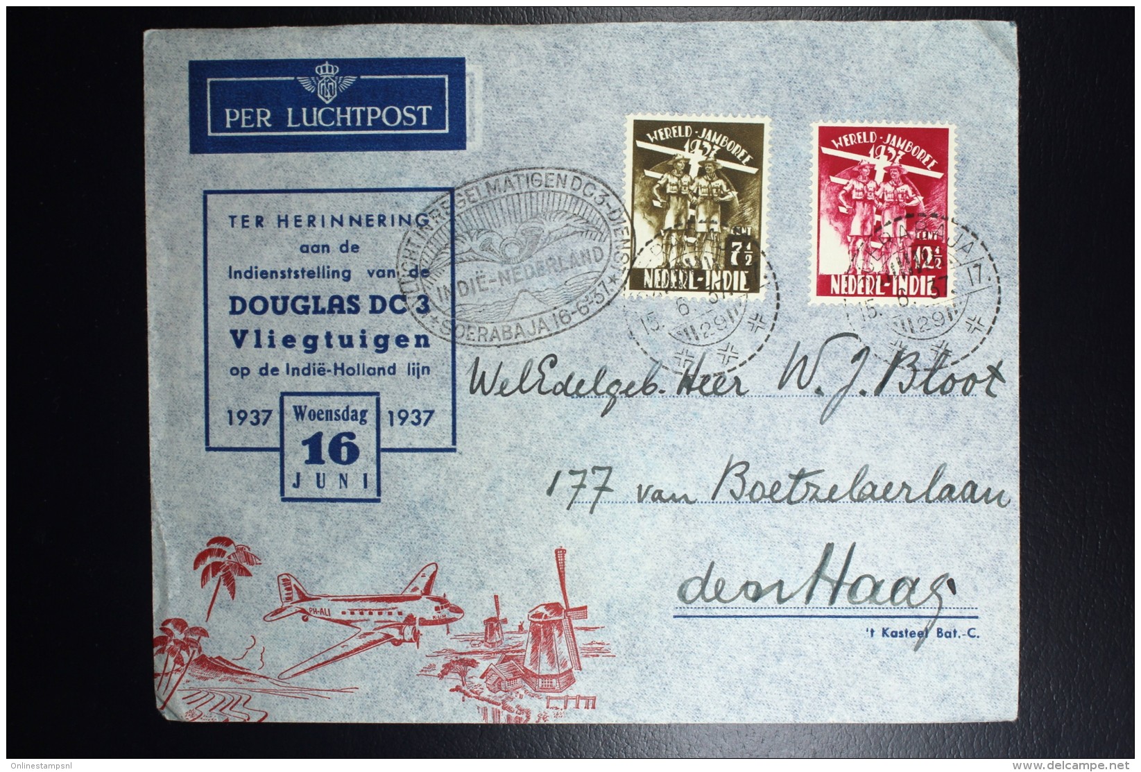 Netherlands Indies, Douglas DC 3 Eerste Vlucht Naar NI. 1937 - Nederlands-Indië