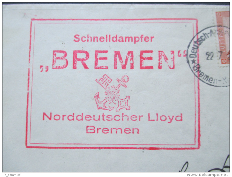 DR Luftpost 1929 Schnelldampfer Bremen. Norddeutscher Lloyd. Erster Deutscher Katapultlug. Katapultpost. Bremen - NY - Correo Aéreo & Zeppelin