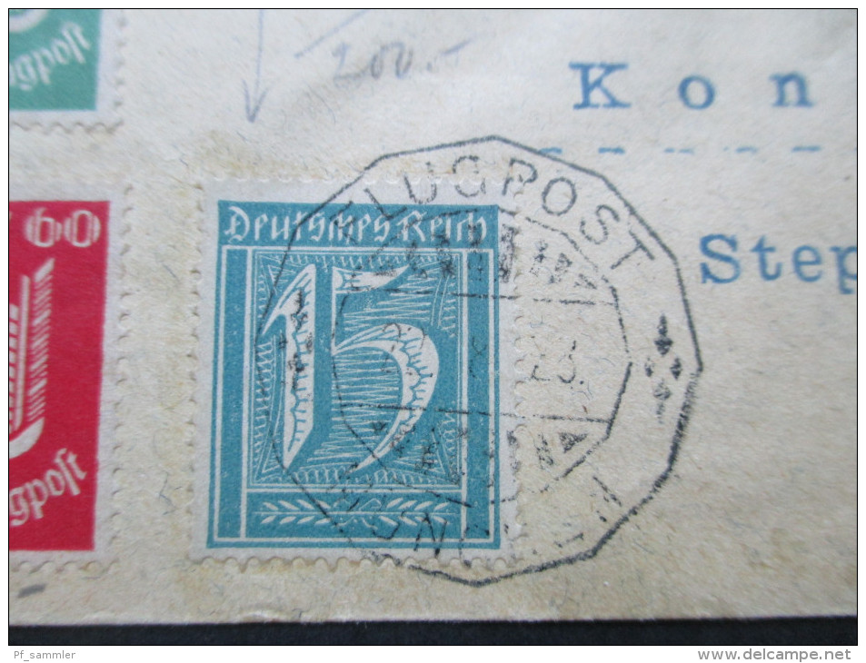 DR Luftpost 1923 Infla Nr. 179 Und 186 MiF 22 Marken / Hoher KW. Flugpost über Nürnberg. Seltener Beleg!! - Luft- Und Zeppelinpost