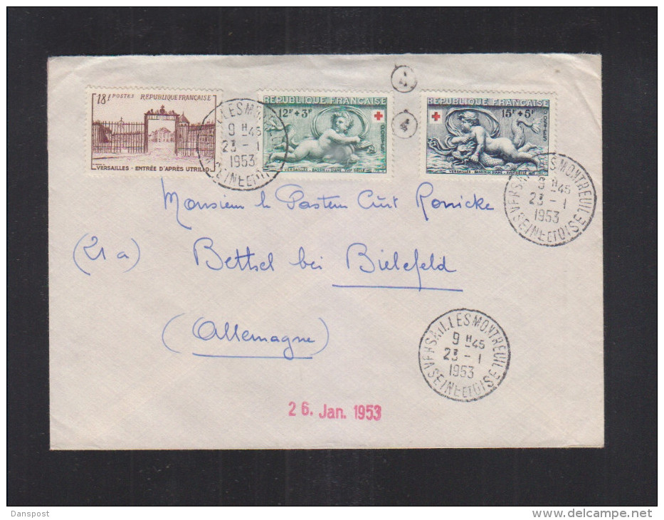 France Lettre 1953 Versailles Montreuil - 1921-1960: Periodo Moderno