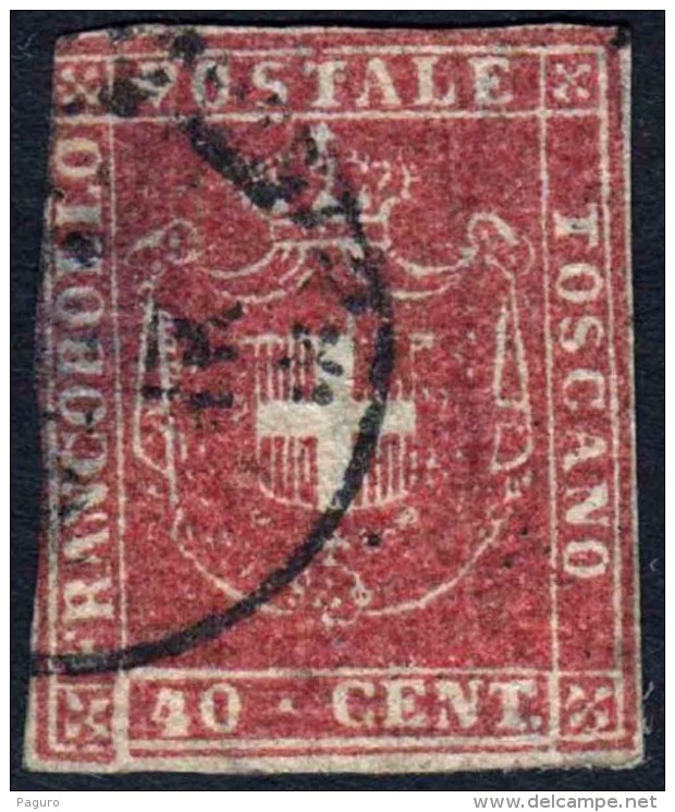 1851 1852 1857 Granducato Di Toscana N°21 C. 40 Cent. Centesimi Governo Provvisorio Tuscania Italy Italian - Toskana