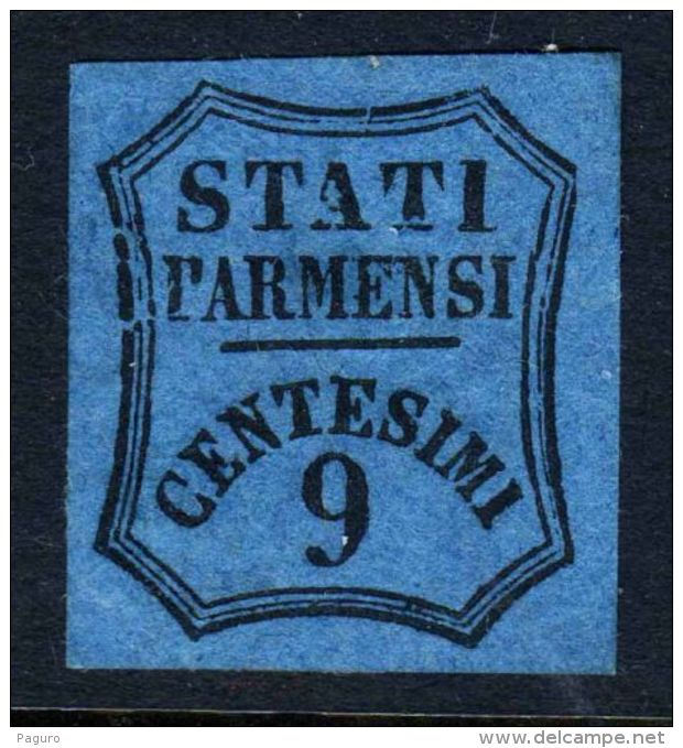 1852 1853 1957 Ducato Di Parma 9 Centes Centesimi N° 9 Segantasse Per Giornali Senza Gomma - Parma