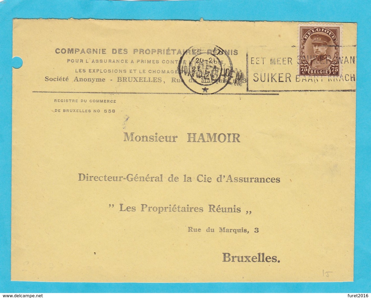 N° 341 / Enveloppe GRIFFE ANSEGHEM - 1915-1920 Albert I