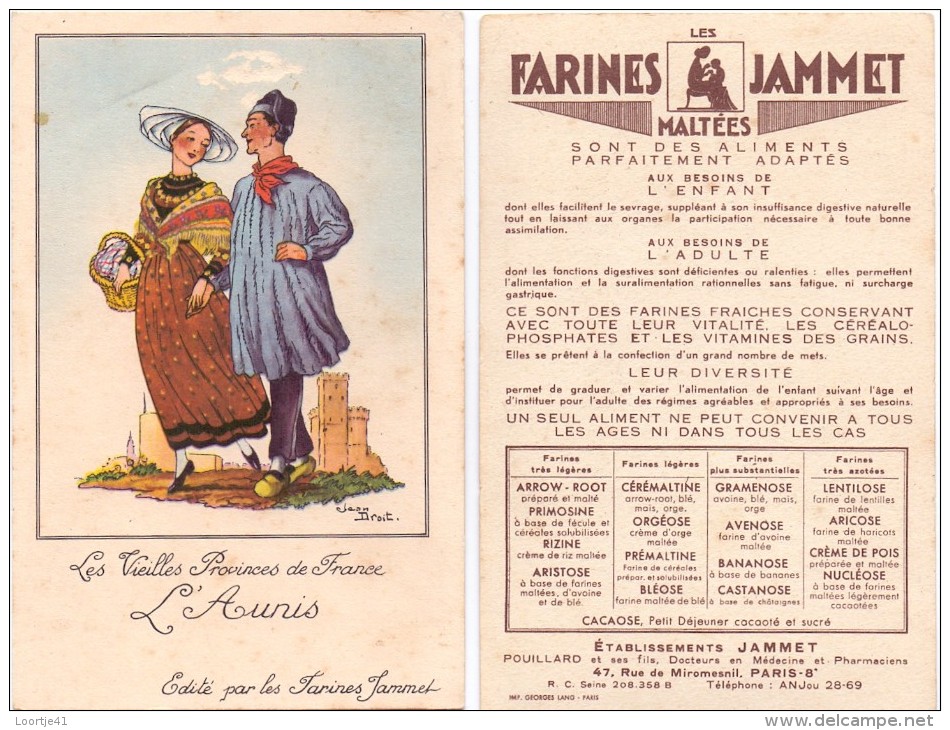 CP - Pub Reclame Farines Jammet - Vieilles Provinces De France - L' Aunis - Illustr Jean Droit - Droit