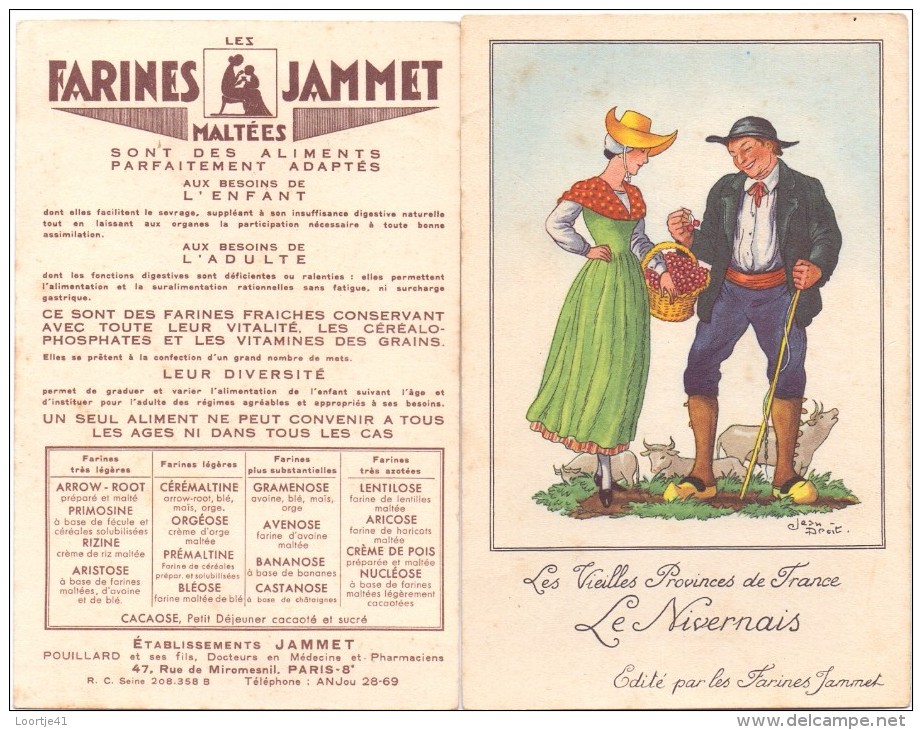 CP - Pub Reclame Farines Jammet - Vieilles Provinces De France - Le Nivernais - Illustr Jean Droit - Droit