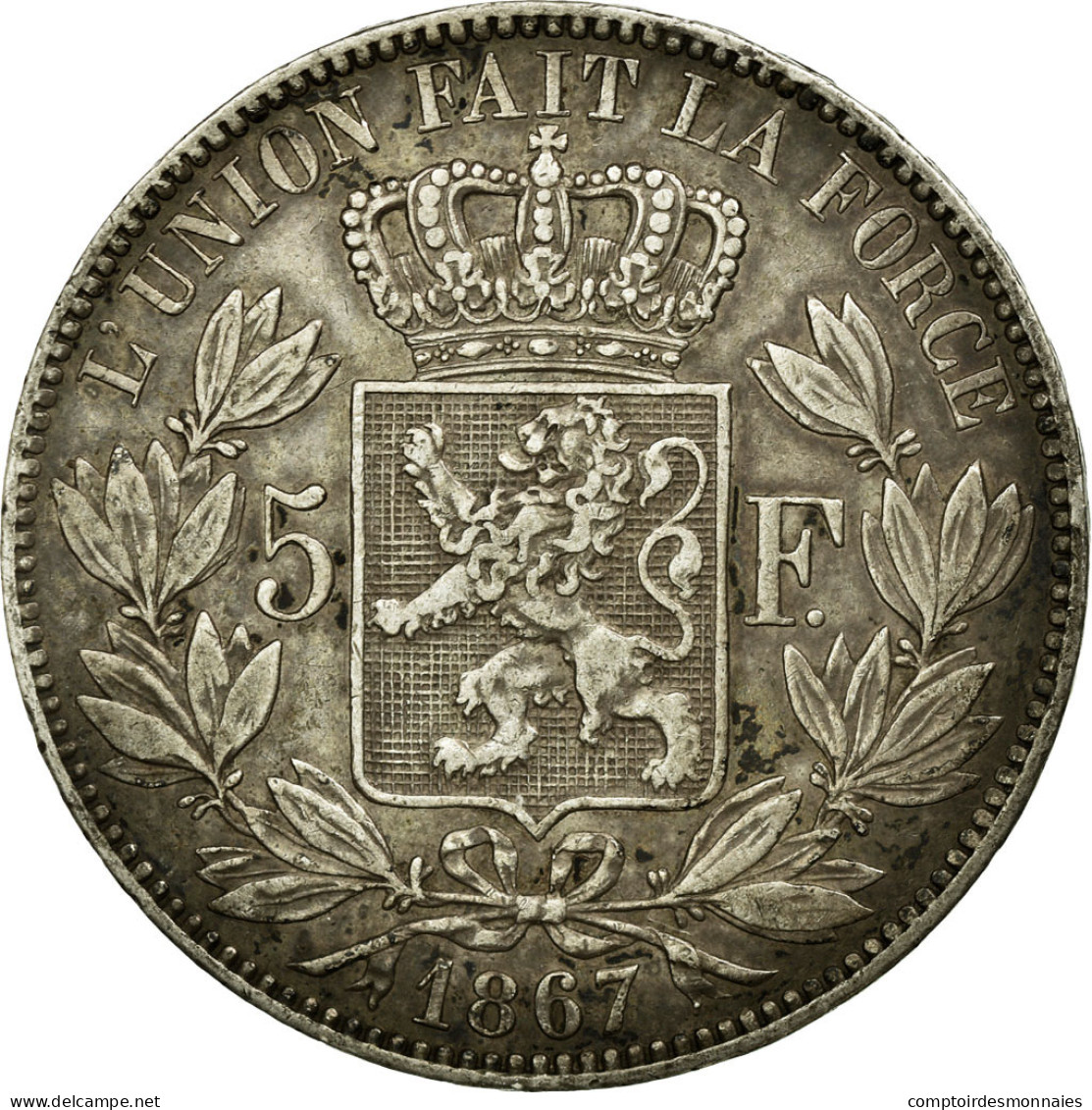 Monnaie, Belgique, Leopold II, 5 Francs, 5 Frank, 1867, TTB, Argent, KM:24 - 5 Francs