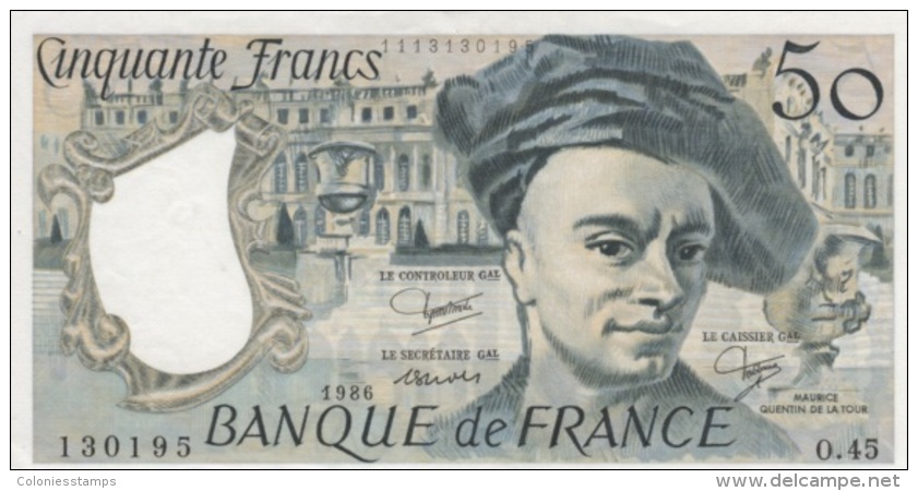 (B0174) FRANCE, 1986. 50 Francs. P-152b. XF - 50 F 1976-1992 ''Quentin De La Tour''