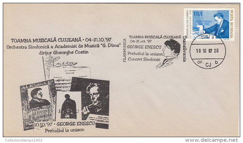 4561FM- GEORGE ENESCU, COMPOSER, CLUJ NAPOCA FESTIVAL, MUSIC, SPECIAL COVER, 1997, ROMANIA - Musik