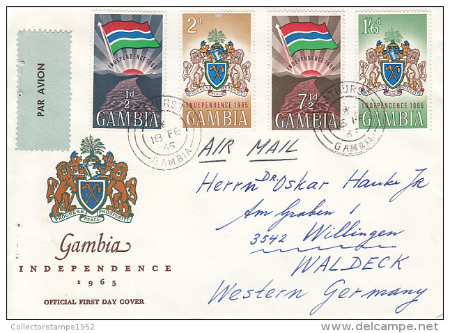 48700- GAMBIA INDEPENDENCE, COVER FDC, EMPEROR HAILE SELASSIE ETHIOPIAN STAMPS, 1965, GAMBIA - Gambia (1965-...)