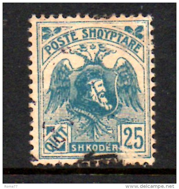 SS3056 - ALBANIA 1921 , 25 Q Bleu N. 117 Senza Gomma - Albania