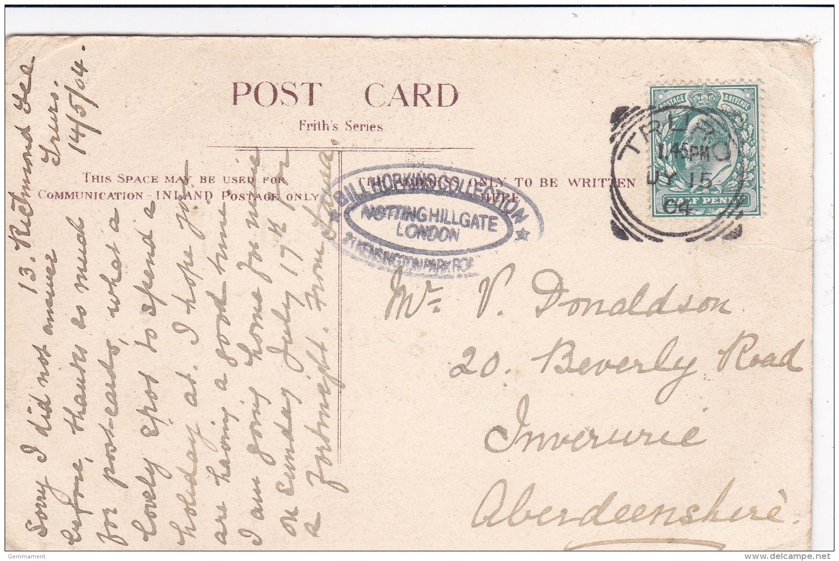 1904 SQUARED  CIRCLE CANCELLATION  -TRURO - Poststempel