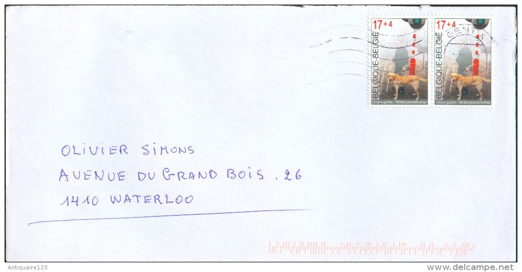 Thematic BLIND POST And DOG - Belgium 2 Stamps With 'dots' For Blind People On Cover- 11415 - Perros