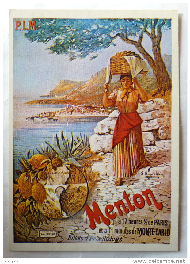 CPSM MIC MAX 2905 AFFICHE CHEMINS DE FER PLM MENTON F H D'ALESI - D'Alési, Hugo