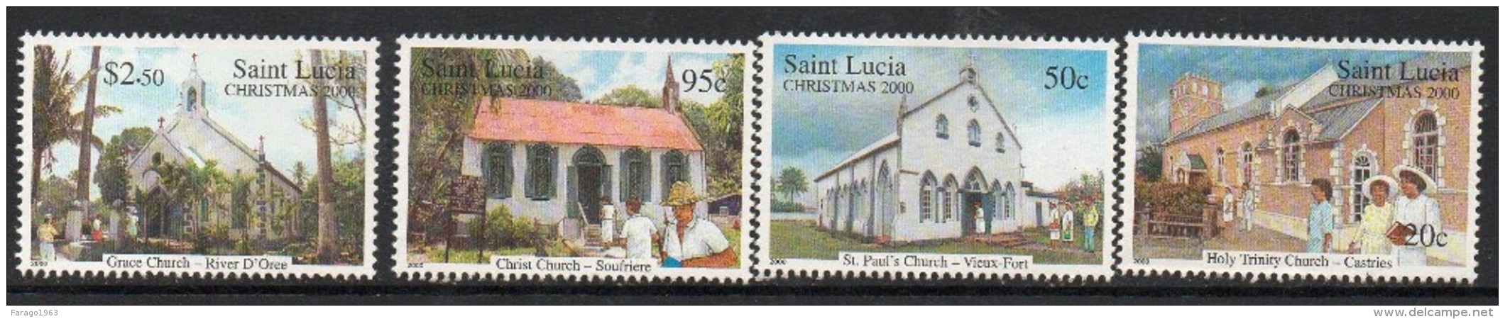 2000 St. Lucia Christmas Church Complete Set Of 4   MNH - St.Lucia (1979-...)