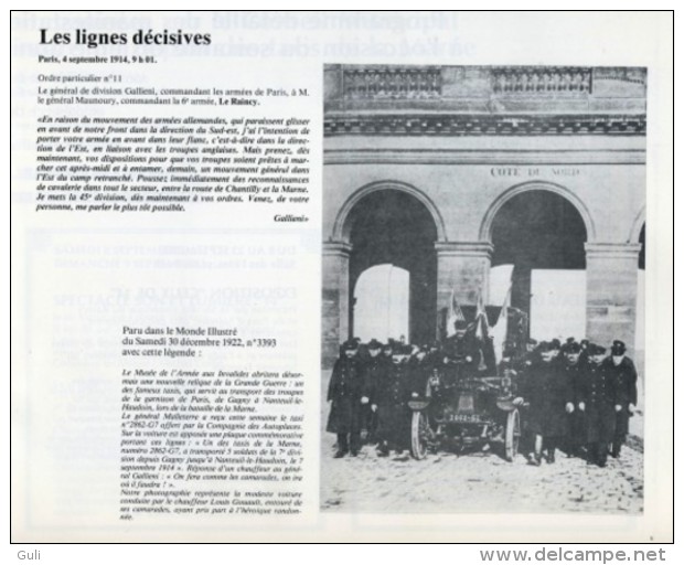 GAGNY-Plaquette 70 ème Anniversaire Du Départ Des Taxis De La Marne (cachet Poste Timbre Philatélie Militaria 1914-1984) - Documents Historiques