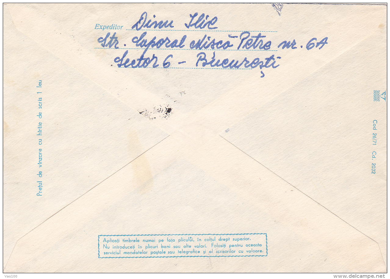 # BV 2706   EAGLE, HUNTING BIRD, ANIMALS, 1971, COVER STATIONARY, SENT TROUGH MAIL, ROMANIA - Aigles & Rapaces Diurnes