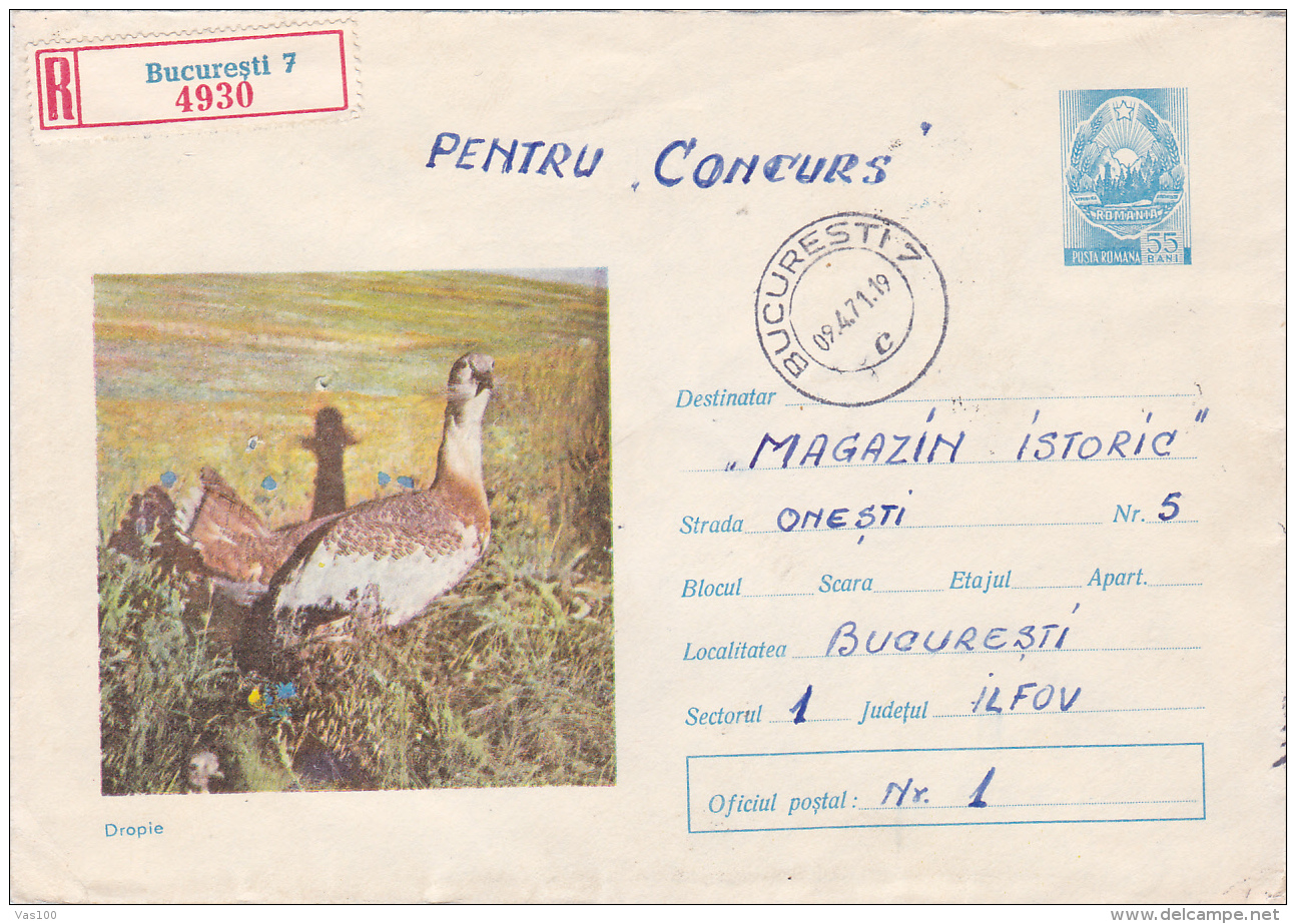 # BV 2706  WILD BIRD, ANIMALS, 1971, COVER STATIONARY, SENT TROUGH MAIL, ROMANIA - Ganzen