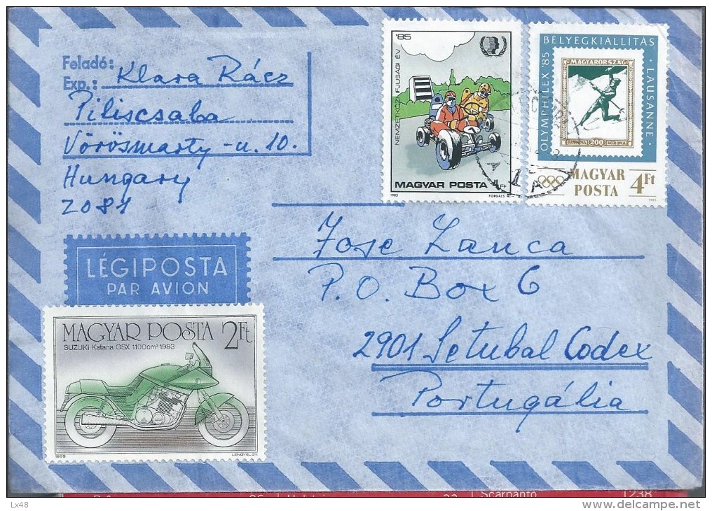 Karting. Motos. Alpine Skiing. Ski Alpin. Stamp Bike Suzuki Katana GSX 1100 Cm3. Circulated Letter Of Hungary Lisbon. - Cars