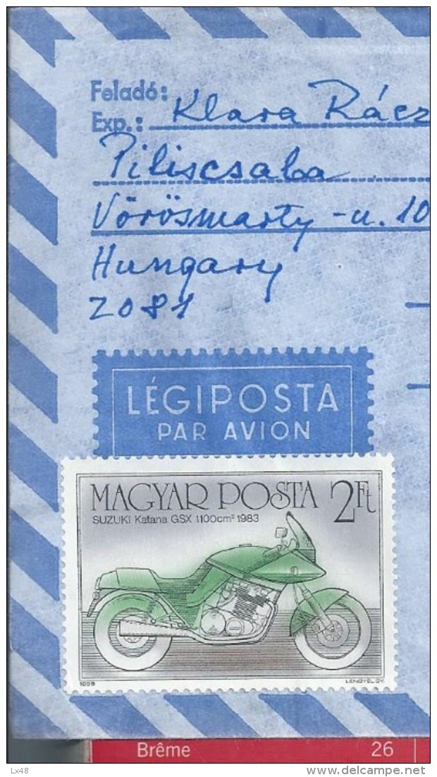 Karting. Motos. Alpine Skiing. Ski Alpin. Stamp Bike Suzuki Katana GSX 1100 Cm3. Circulated Letter Of Hungary Lisbon. - Cars