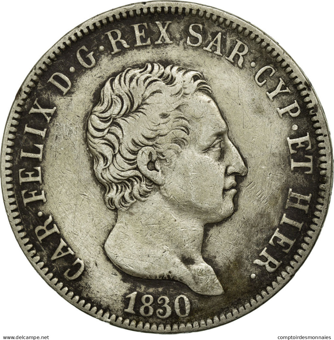 Monnaie, États Italiens, SARDINIA, Carlo Felice, 5 Lire, 1830, TTB, Argent - Italian Piedmont-Sardinia-Savoie