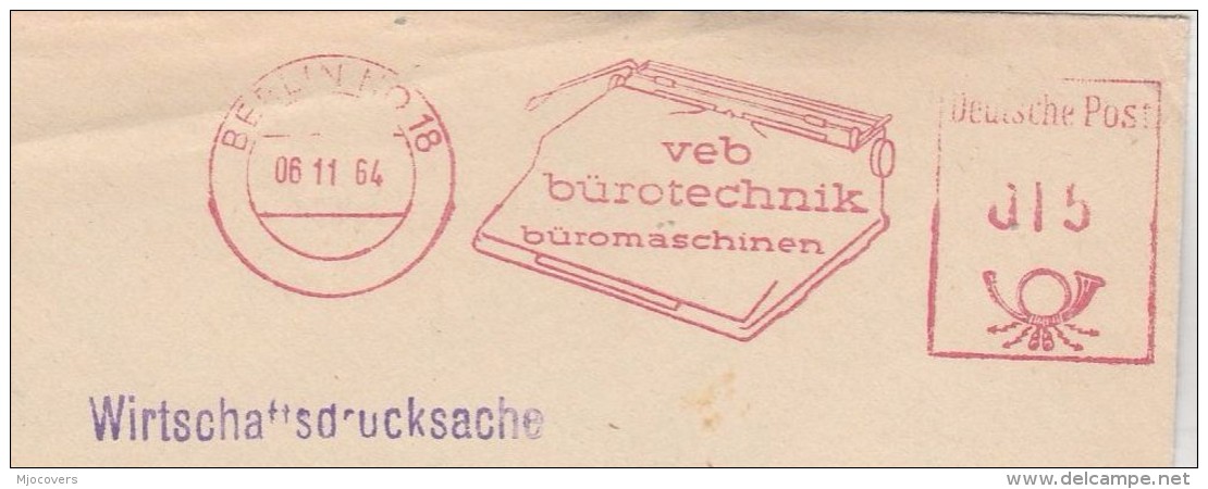 1964  TYPEWRITER West BERLIN GERMANY COVER  Illus SLOGAN Veb Burotechnik Buromaschinen METER  Stamps - Briefe U. Dokumente