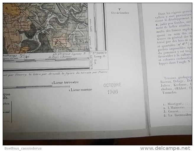 CARTE GEOLOGIQUE LAVAL 1906 ERHARD PARIS Carte Polychrome (chromolithographiée) - Autres & Non Classés