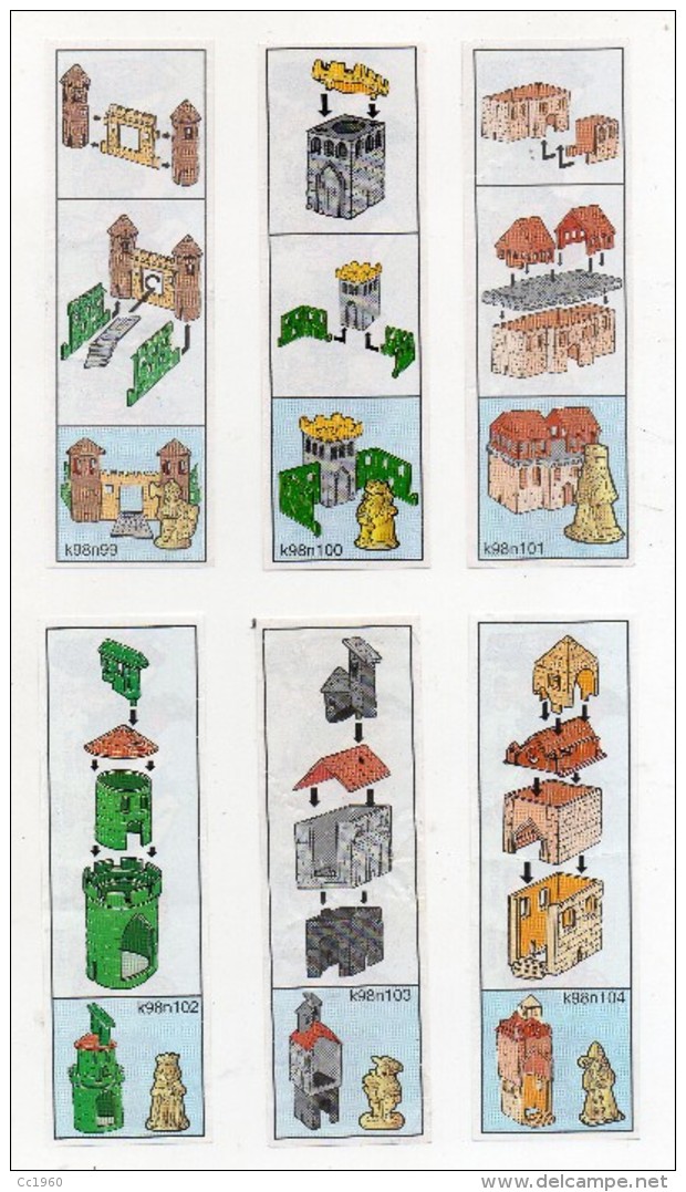 Componibili KINDER - 1998 - Cartine Nr. 99 - 100 - 101 - 102 - 103 - 104 -  (FDC483) - Istruzioni