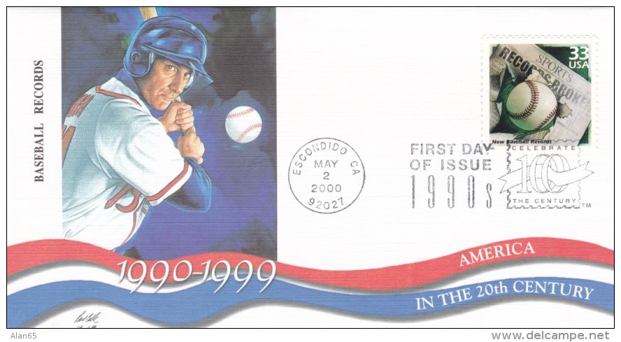 Sc#3191a, Baseball Records Broken 'Celebrate The Century' Series, First Day Of Issue Cover - 1991-2000