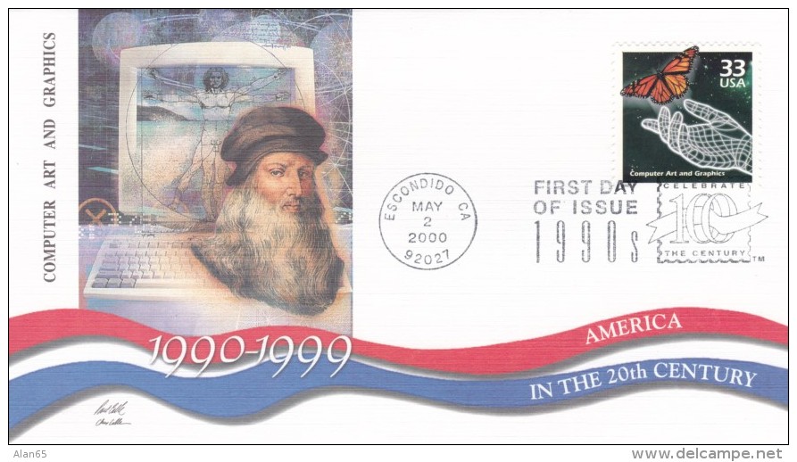 Sc#3191f, Computer Art And Graphics, 1990s 'Celebrate The Century' Series, First Day Of Issue Cover - 1991-2000