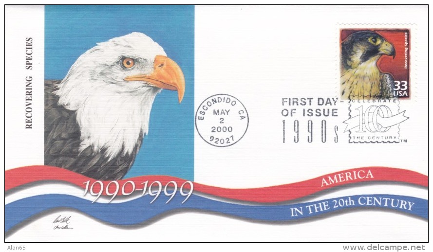 Sc#3191g, Recovering Species, Eagle Hawk, 1990s 'Celebrate The Century' Series, First Day Of Issue Cover - 1991-2000