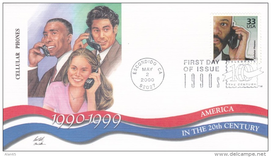 Sc#3191o, Cellular Phones Cell Phones Communication, 1990s 'Celebrate The Century' Series, First Day Of Issue Cover - 1991-2000