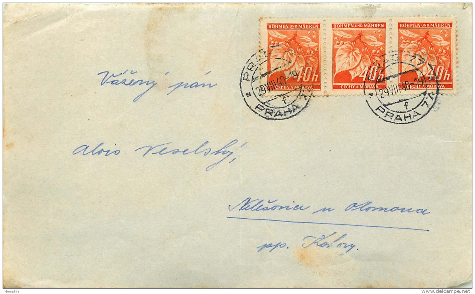 Böhmen Und Mähren   1940  MiNr 38 X3  Nur Vorseite - Briefe U. Dokumente