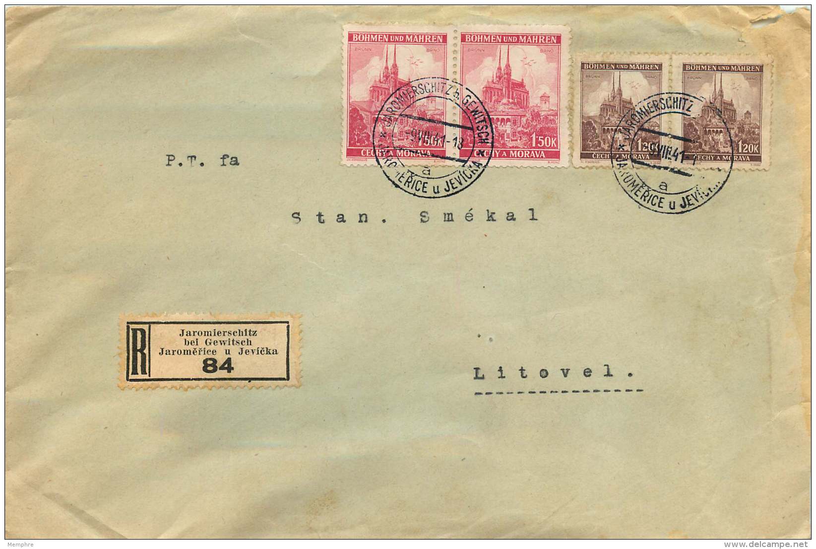 Böhmen Und Mähren  1941 MiNr 30x2, 41 X2  Einschreiben - Lettres & Documents