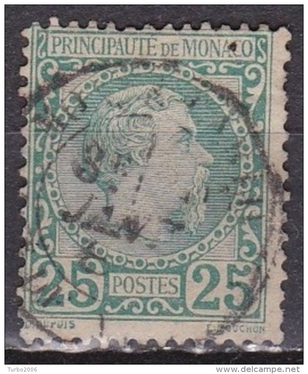 Monaco 1885 Roi Charles I 25 C Vert Y&T 6 Obliteré - Oblitérés