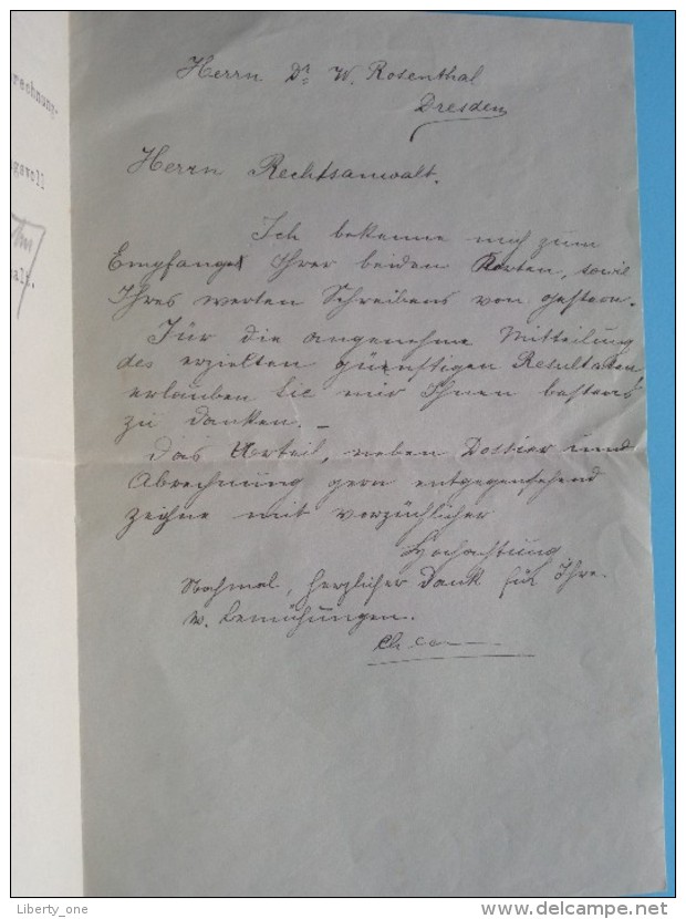 RECHTSANWALT Dr. W. ROSENTHAL Fernsprecher Dresden / Mathilde Callewaert GENT Anno 1912 ( Details See Photo ) !! - Decrees & Laws