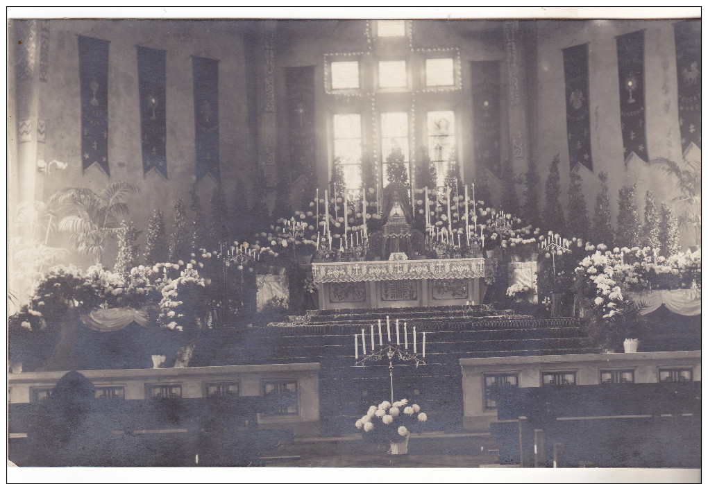 57 Amneville - Carte Photo Int église Décorée.photo Schersach Eug. Tb état. Non Circulée. - Autres & Non Classés