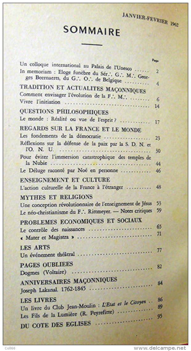 1962  Bulletin Du Centre De Documentation Du GODF N°31 éditeur  Imprimerie D´Hauteville Paris  Freemason - Esotérisme