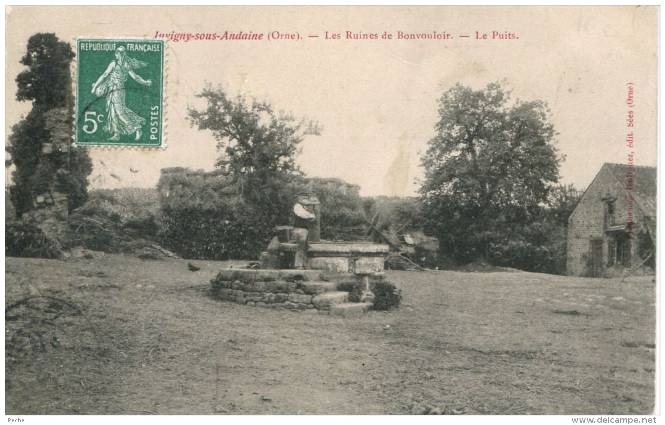 N°25 F -cpa Juvigny Sous Andaine -les Ruines De Bonvouloir- Le Puits- - Juvigny Sous Andaine