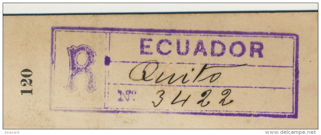 Ecuador Laguna De Cuicocha Provinvia De Imbabura No 120 P. Used Registered From Quito 1909 To Paris Certificada - Equateur