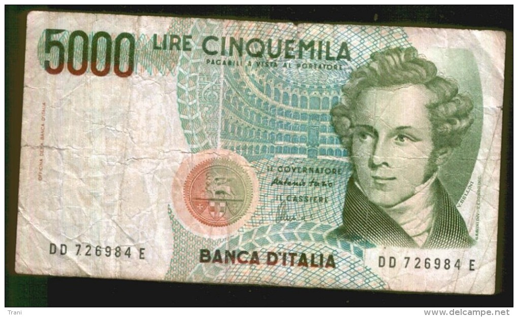 BANCONOTA DA 5.000 LIRE - Bellini - Anno 1985 - 5000 Lire