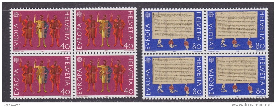 Europa Cept 1982  Switzerland 2v Bl Of 4 ** Mnh (32074BF) - 1982