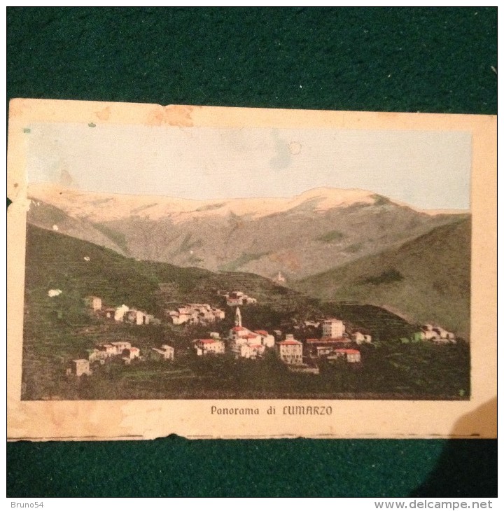 Cartolina Panorama Di Lumarzo  Genova Viaggiata 1914 Formato Piccolo Un Pò Rovinata - Genova