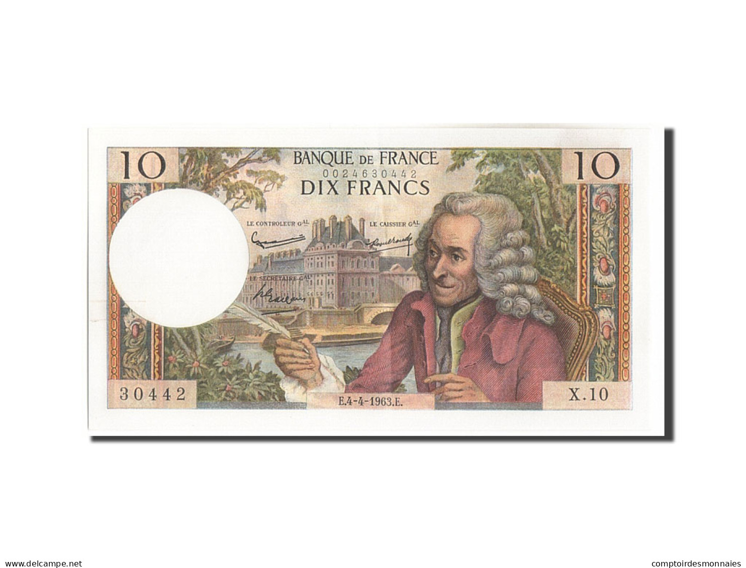 Billet, France, 10 Francs, 10 F 1963-1973 ''Voltaire'', 1963, 1963-04-04, SPL - 10 F 1963-1973 ''Voltaire''