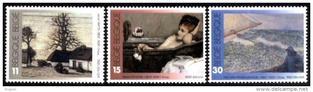 Belgique**Van Rysselberghe Peintures-Nude-Marine-3vals-1992-ART-kunst-PAINTINGS - Unused Stamps