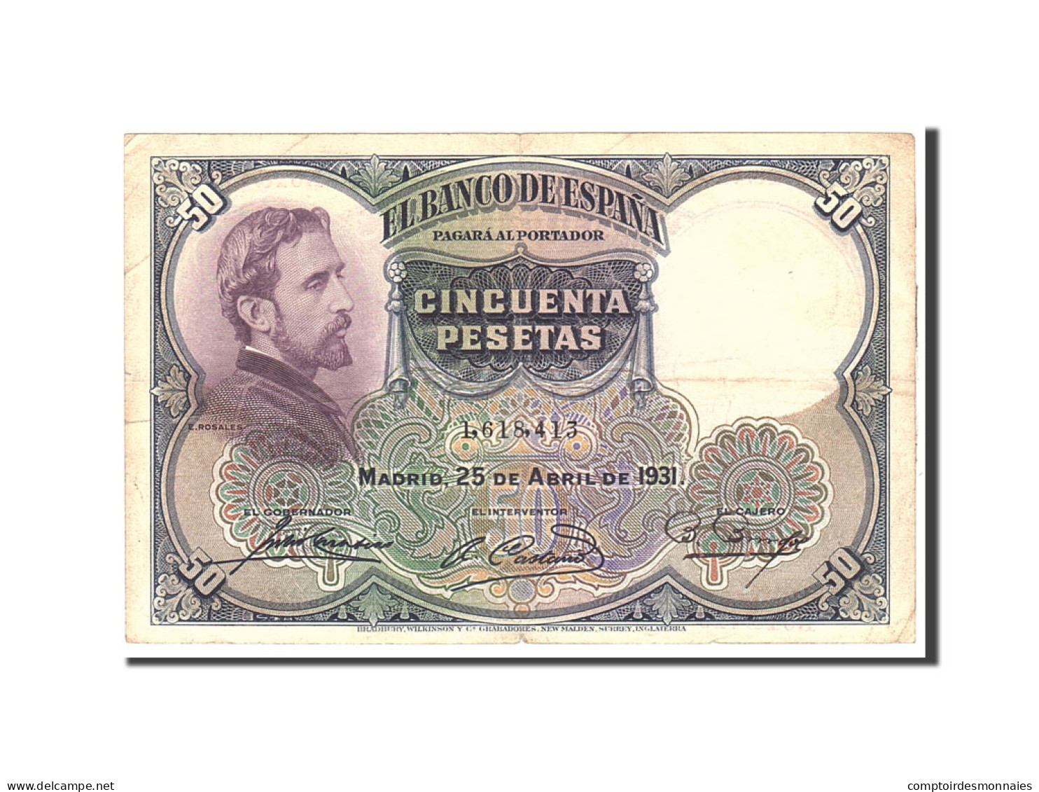 Billet, Espagne, 50 Pesetas, 1931, 1931-04-25, KM:82, TTB - 50 Peseten